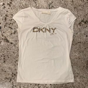 DKNY Jeans Tee Shirt With Cap sleep and Gold Name